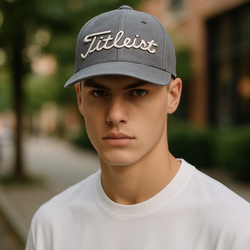 Titleist Golf Hat Size M/L Fitted Black White Embroidered Flex Fit Cap